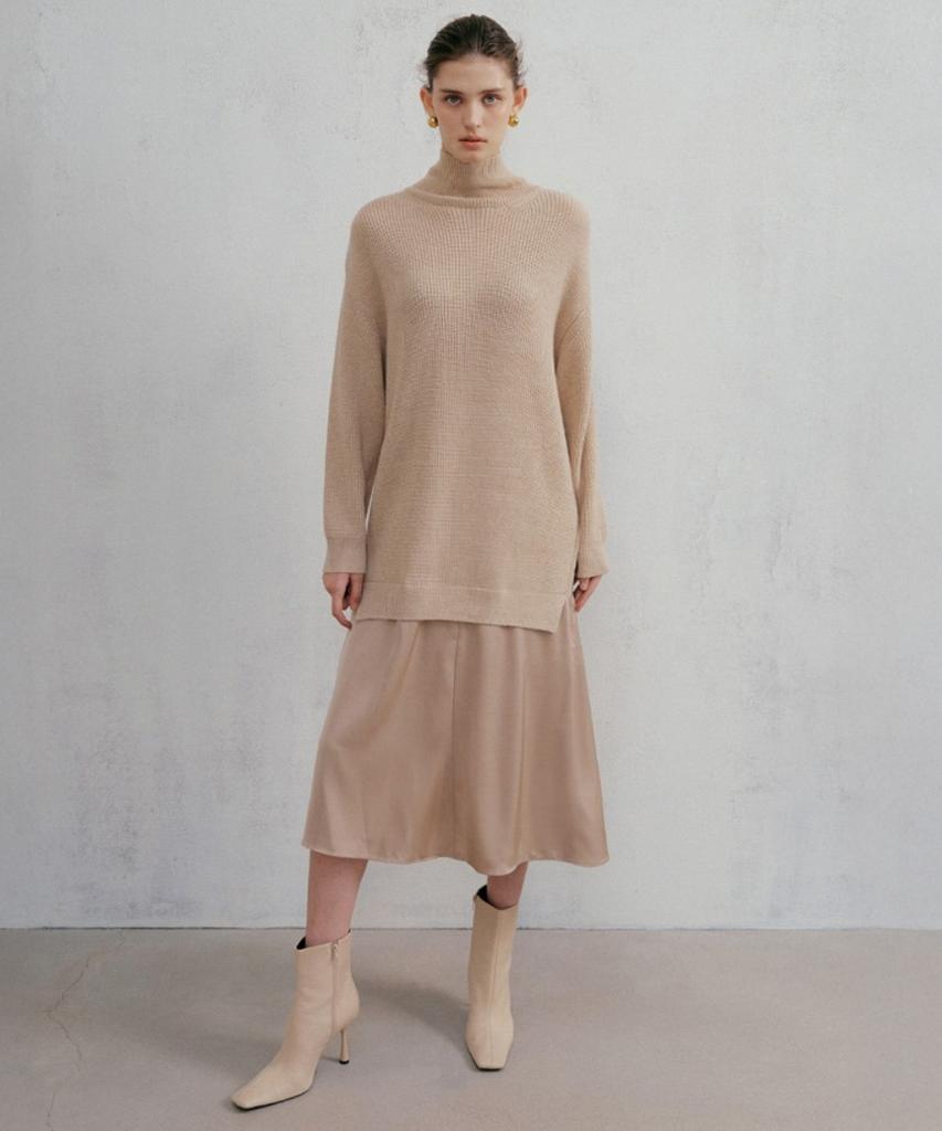 Baniseunyuyog Fw Marvel Knit Satin Dress Beige