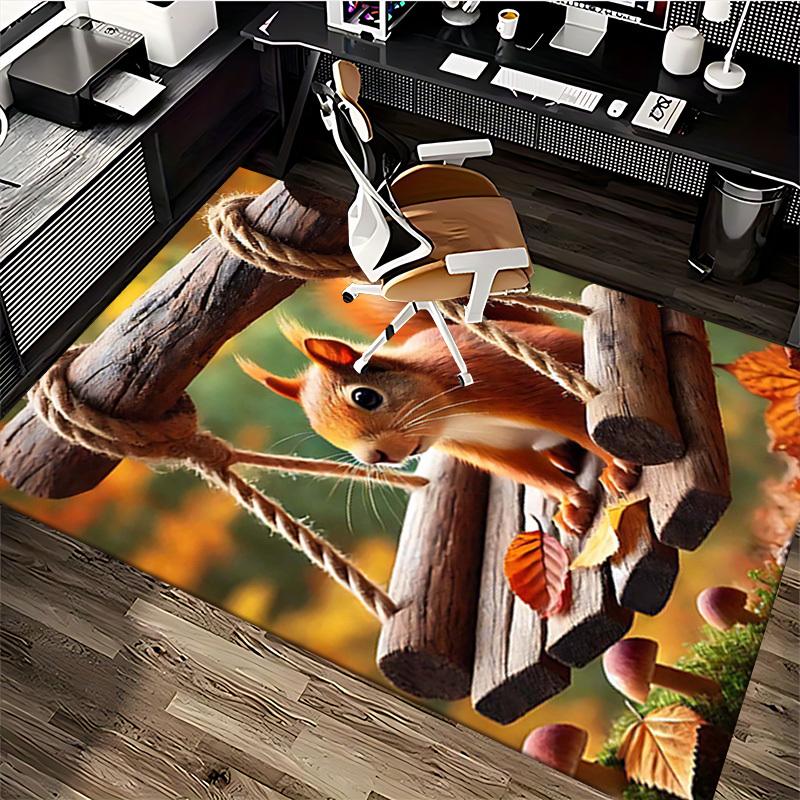 1pc Anime Squirrel Chair Mat - Seasonal Gift for Office and Home Decor - Non-Slip Carpet for Desk Chairs.C066