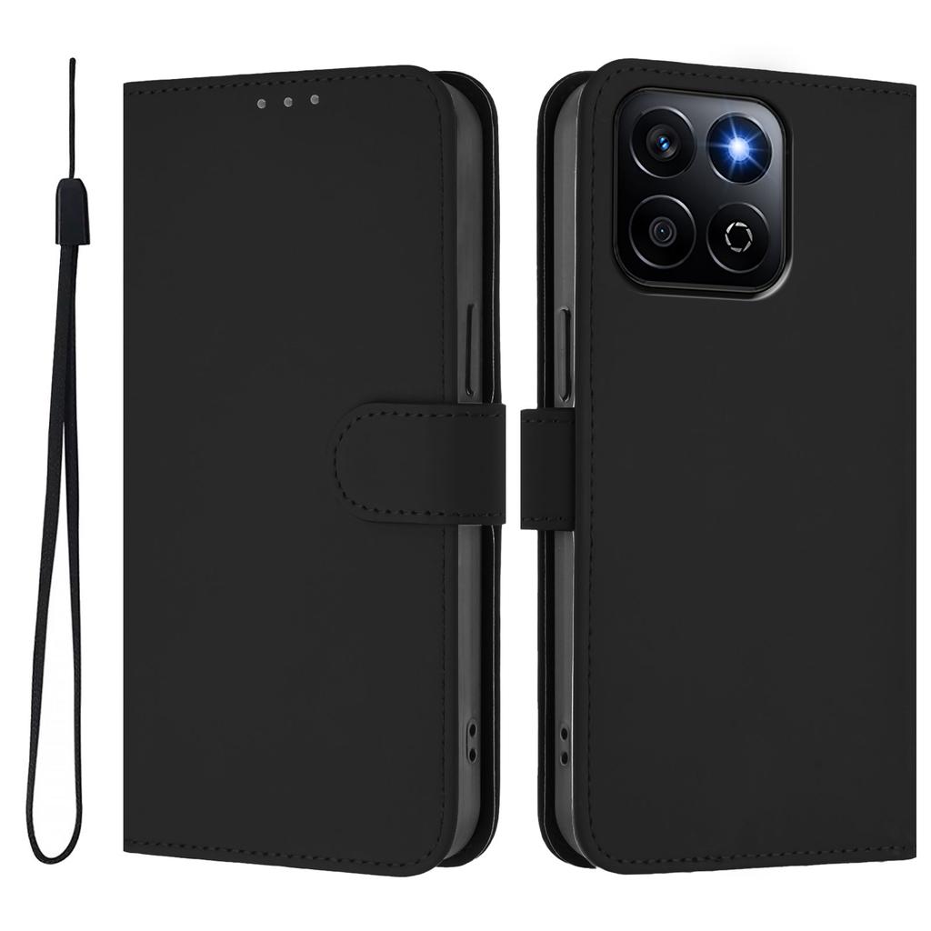 For Honor X7c 4G/Honor 200 Smart 5G/Honor X7c 5G Case Solid Color Wallet Leather Phone Cover with Strap