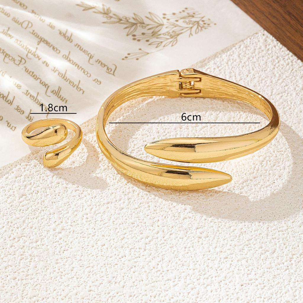Jewelry Trend Design Sense Geometric Curved Ring Joint Ring Exaggerated Opening Bracelet Ring