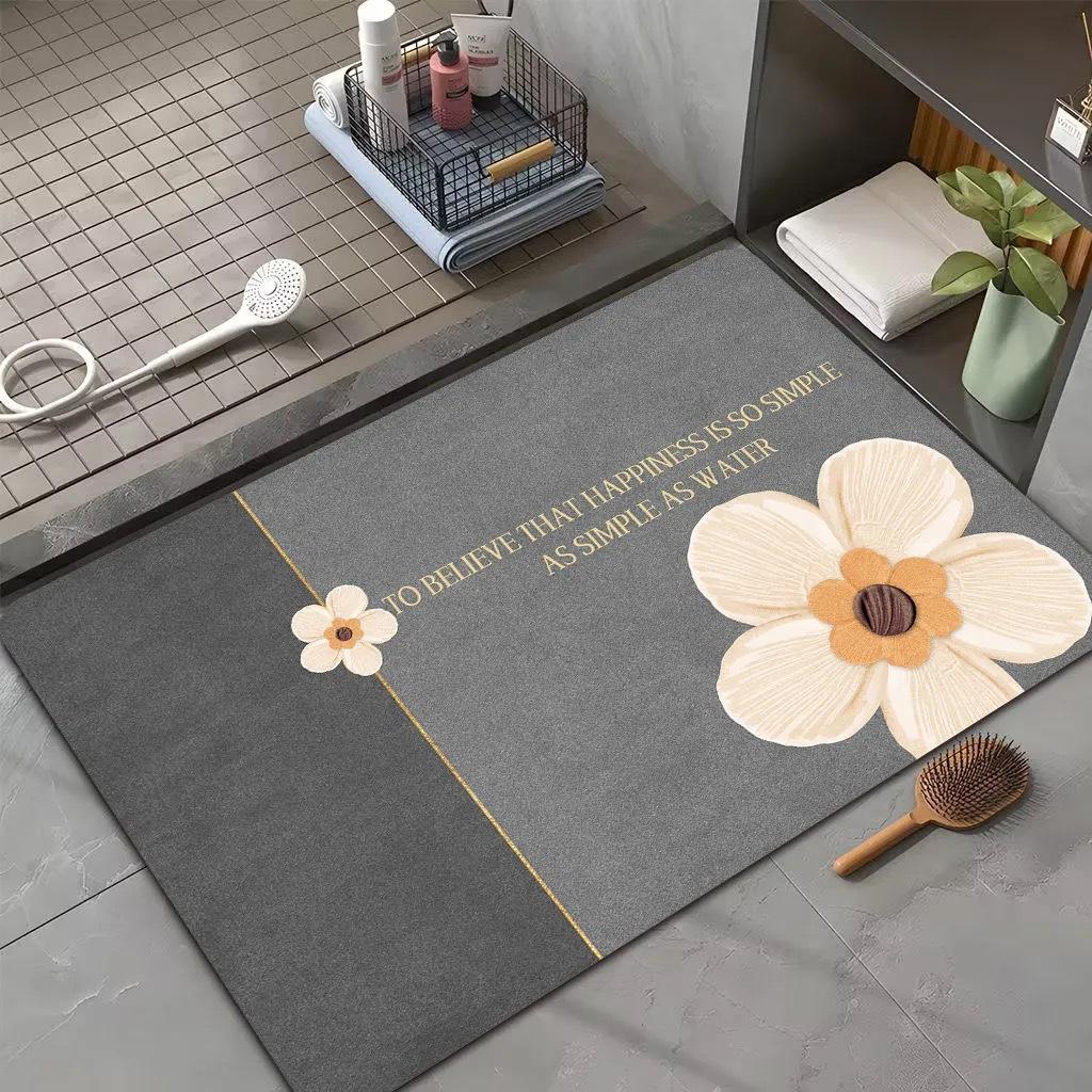 Tapete de banho de terra diatomácea - grosso, absorvente e de secagem rápida com base de borracha antiderrapante para entrada de banheiro