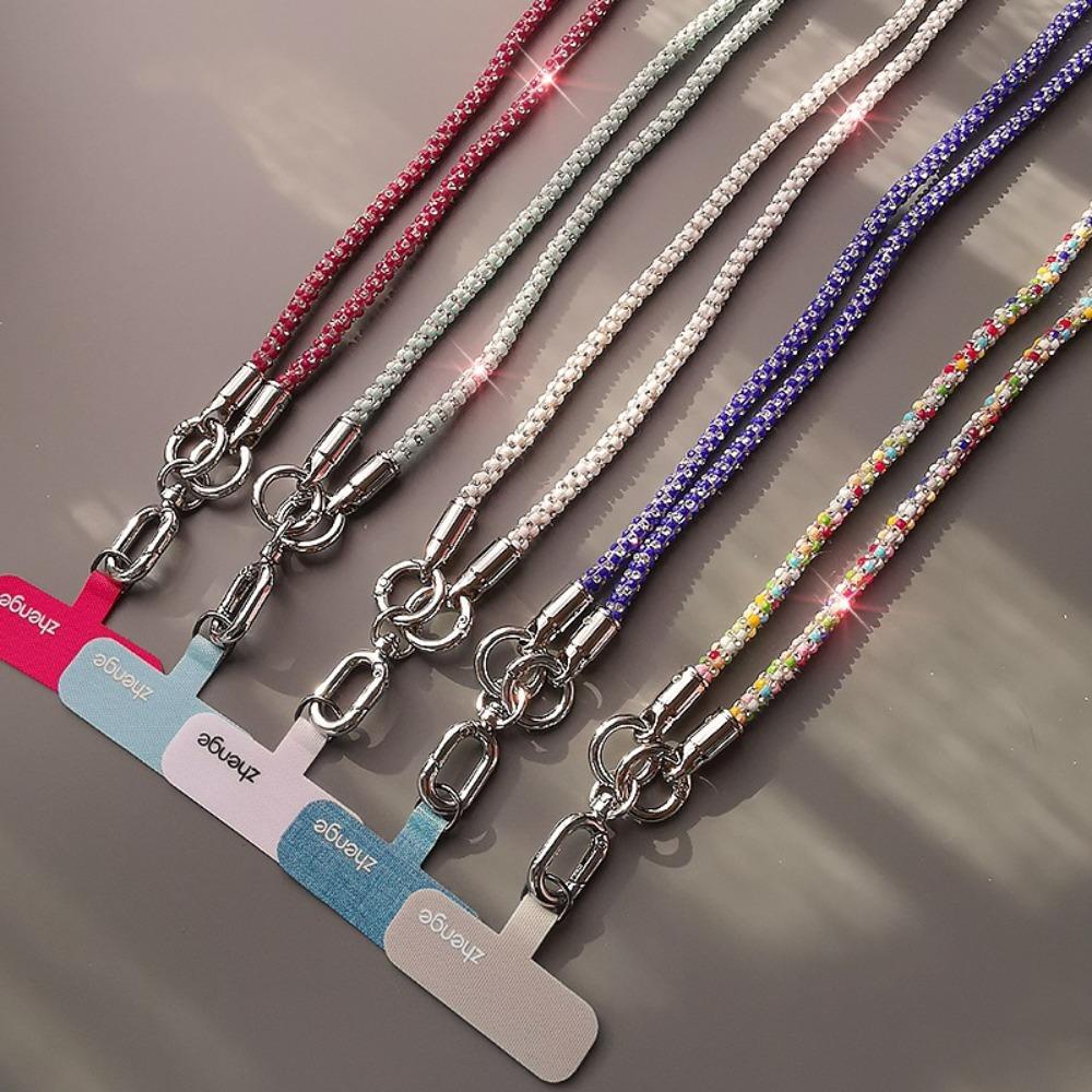 Hanging Cord Glitter Rhinestone Phone Lanyard Crossbody Chain Long Style Mobile Phone Rope Bling Bling Anti Drop