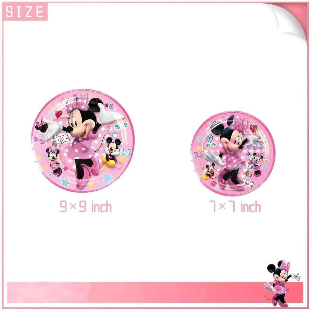 62 Psc For Minnie Birthday Party Supplies Set, Pink Theme, with Banner, Plates, Cups, Utensils, Napkins, Tablecloth