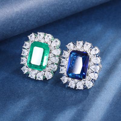 Jewelry Copper Bottom Gold-Plated Simulation Color Treasure Color Separation Stone Square 13 * 18 Women'S Ring