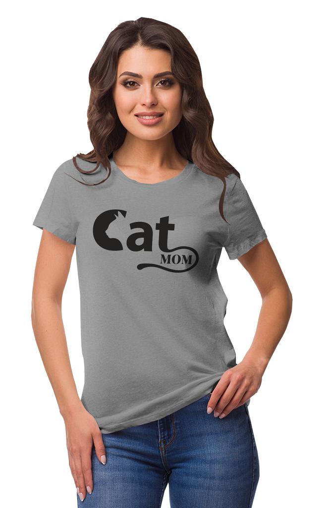 Inkmeso Crew Neck Cat Mom Graphic Tshirt Short Sleeve Women Cotton Tee