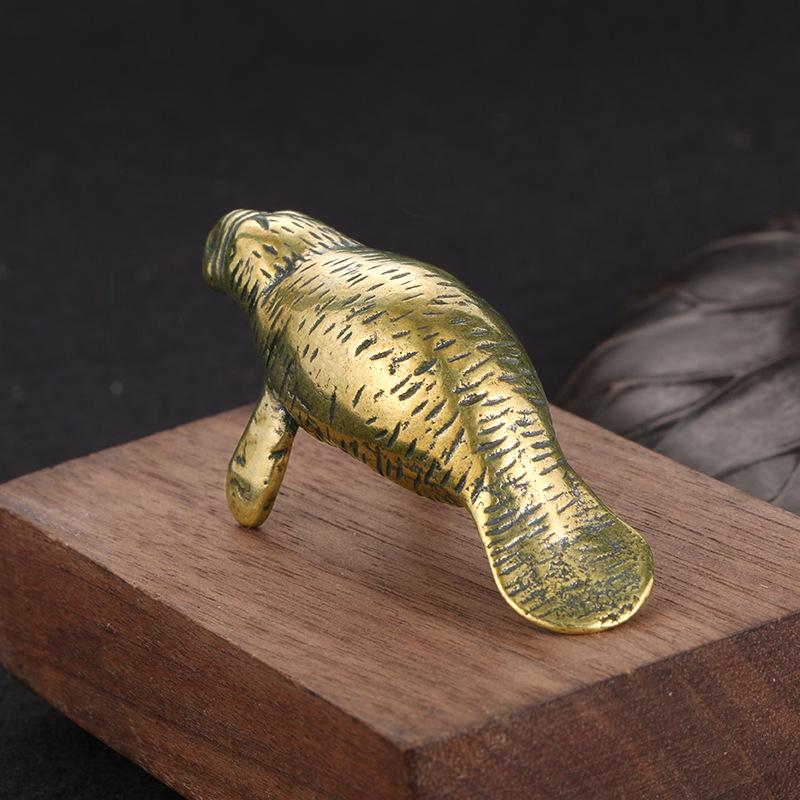Solid Brass Shark Blue Whale Miniature Figurine Handcrafted Feng Shui Ornament for Office Tabletop Home Gift