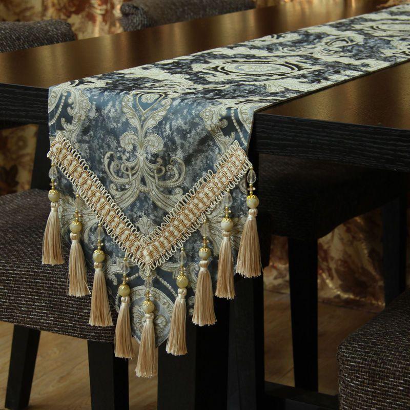 Europejski stół żakardowy, stolik do herbaty i szafka pod telewizor, antypoślizgowy długi ręcznik, koralikowy frędzel, wisiorek, dekoracja meblowa, obrus