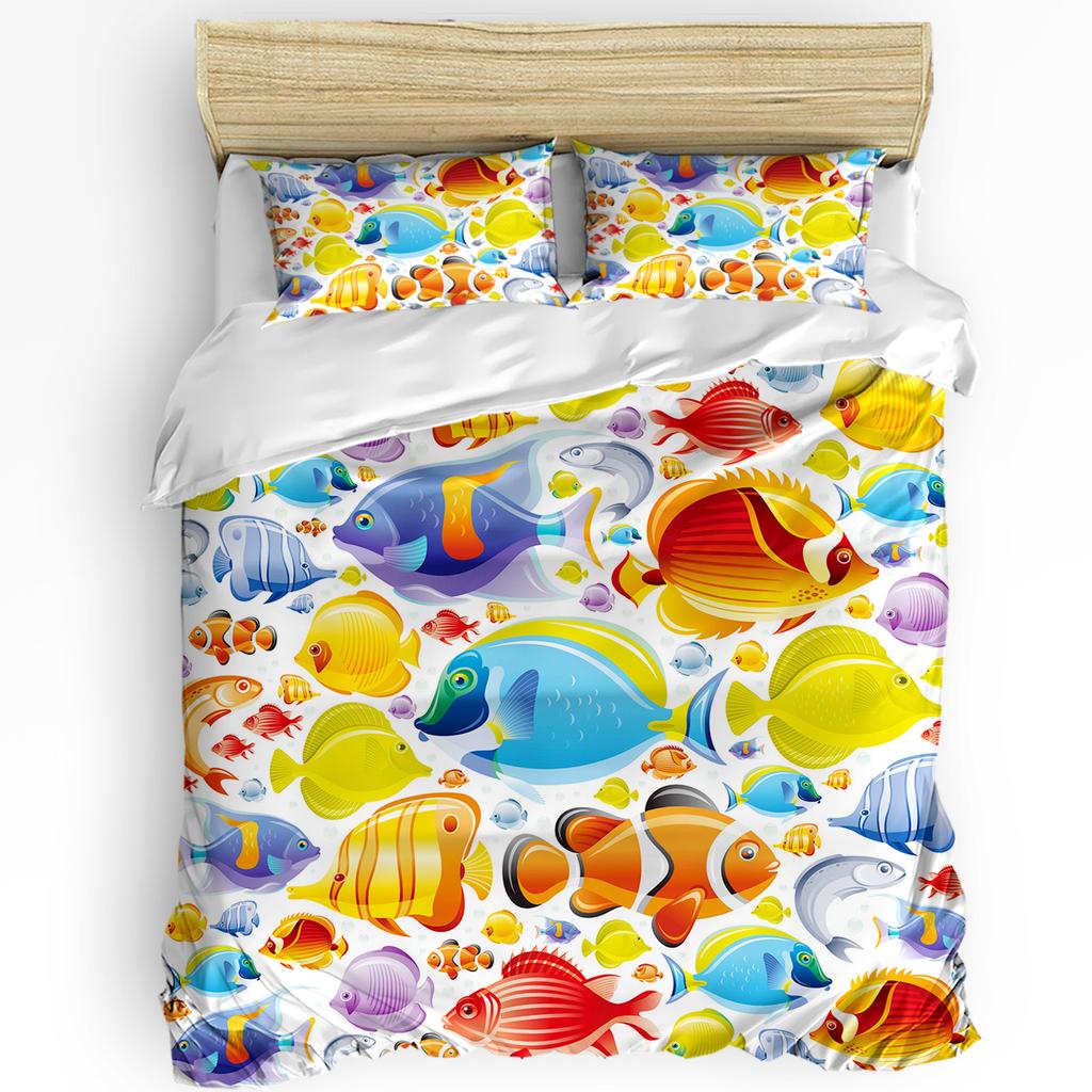 Animal Green Fish Duvet Cover Bed Bedding Set For Double Home Textile Quilt Cover Pillowcases Bedroom Bedding Set (No Sheet)