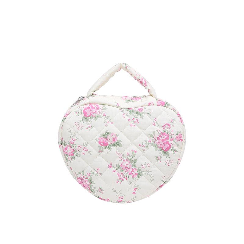 Floral Print Portable Makeup Bag with Large Capacity