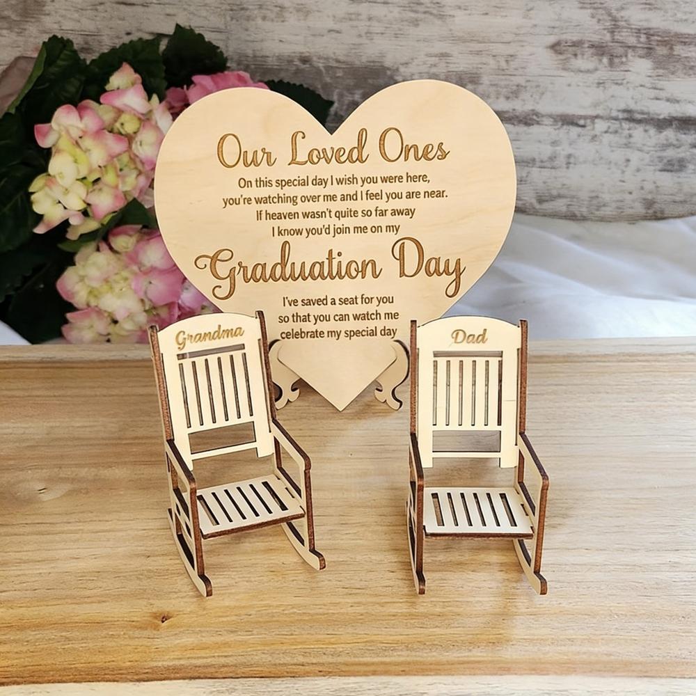 

Wooden Heart & Chairs Memorial Set Graduation Day Memorial Gifts Miniature Model Home Decor Ornaments 2026