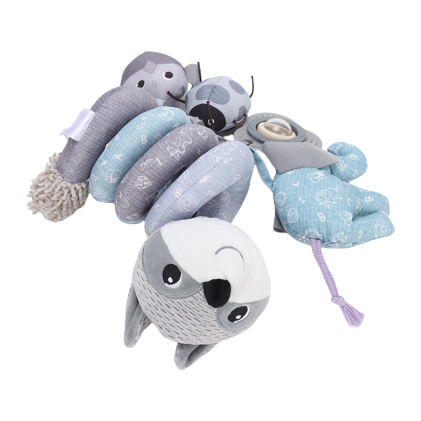 Baby Crib Hanging Rattles Toy High Contrast Stuffed Animal Baby Spiral Plush Toy for Infant