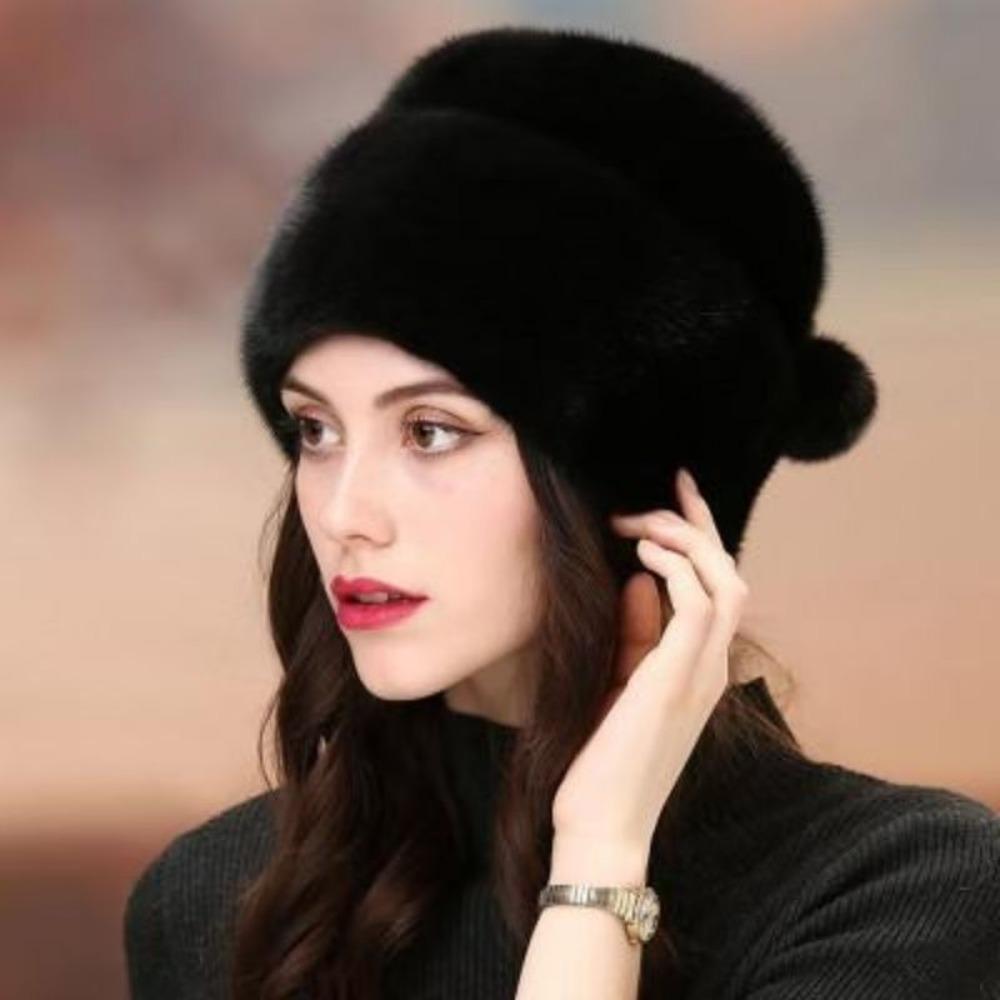 New Mink Hat Women's Winter Imitation Fur Fashion Earmuffs Hat Warm Middle-aged and Elderly Yurt Beret