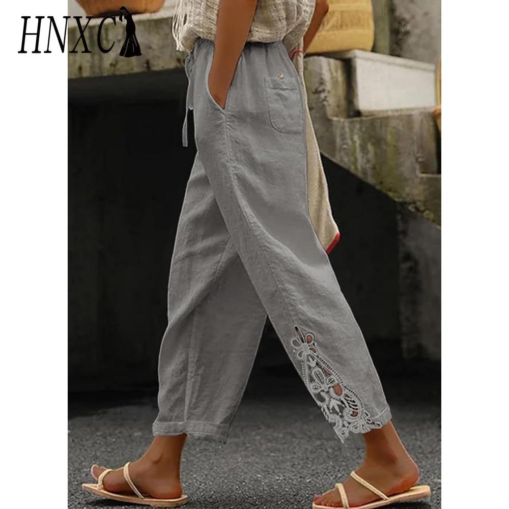 

HNXC Женские модные повседневные брюки и капри с однотонным принтом XXL серый