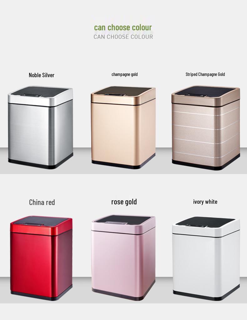 Chinese Retro Solid Wood Smart Trash Can with Lid for Office, Home, Living Room, Bedroom