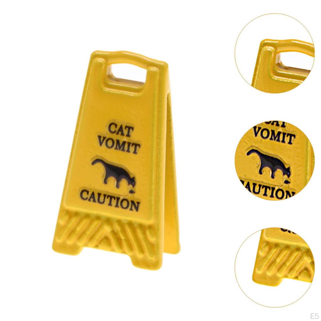 1 Inch Alloy Caution Sign Model for Dollhouse Accessories