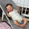 BZDOLL19inch 48cm Soft Vinyl Asleep Reborn Baby Art Doll with 3D Skin with Visible Veins and Cloth Body Toy Girl Birthday Gift Lifelike