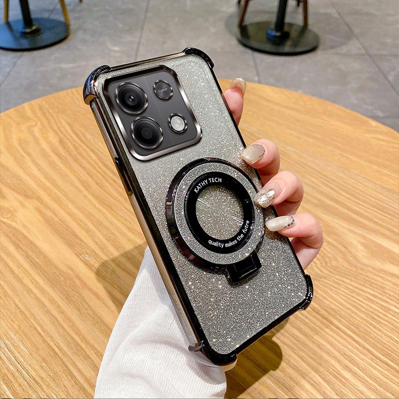 6D Plating Shockproof Holder Ring Phone Case For Xiaomi Redmi Note 9 10 11 12 13 Pro 4G 5G 13R 12S 11S 10S 9S Glitter Soft Cover