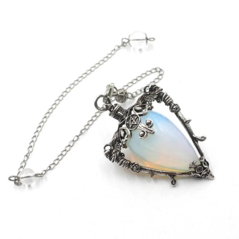 Crystal Pendulum Pendant Necklace Natural Stone Gemstone Charm Women Fashion OL Style Copper Plated Jewelry