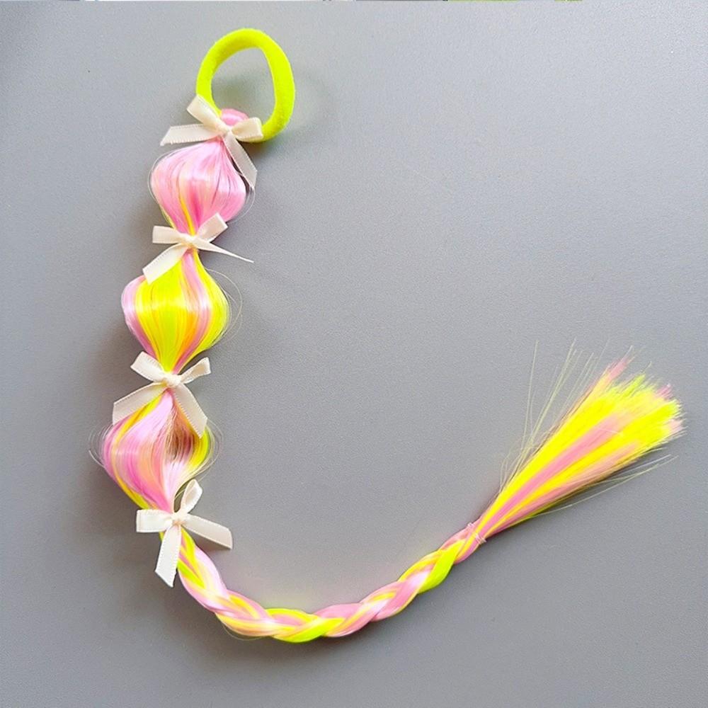 2Pcs Colorful Lantern Gourd Twist Bubble Braids Synthetic Girls Bow Wig Hairbands  Daily