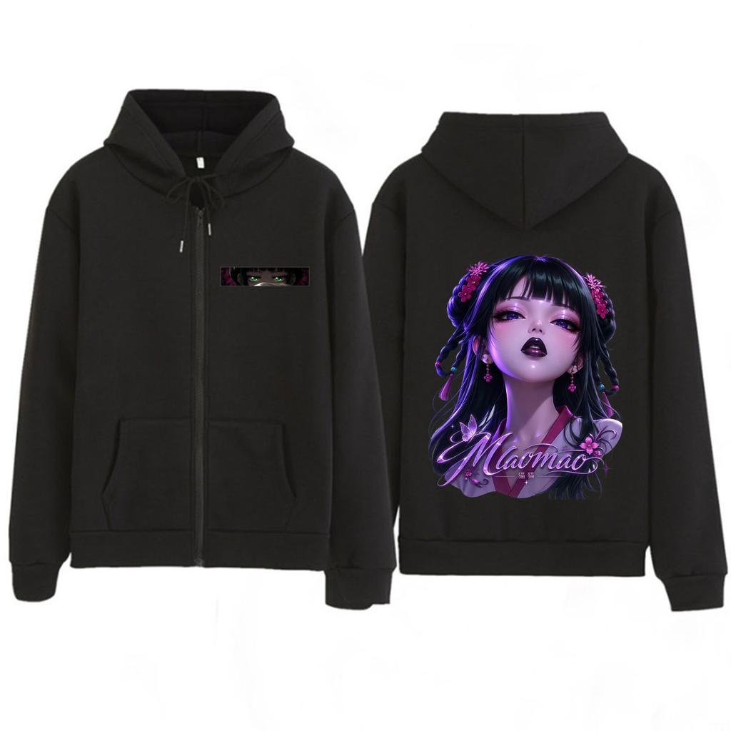 Anime The Apothecary Diaries Print Zipper Hoodie Men Women Aesthetic Trend Sweatshirts Casual Hip-hop Vintage Zip Up Jacket Coat