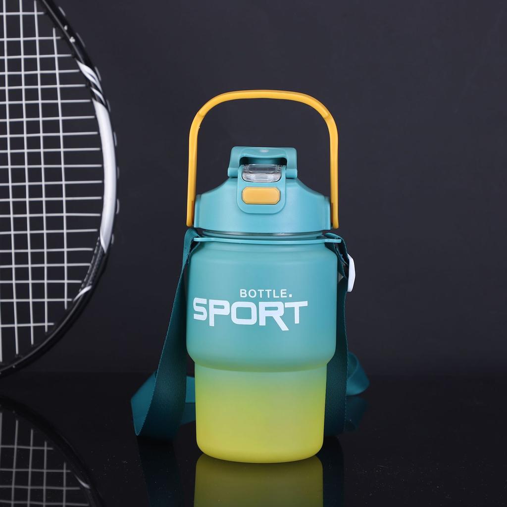 Water bottle fashion gradual change color plastic cup women large capacity outdoor sports kettle children portable handle with rope bouncing cup