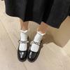 Fashion 2025 Girls Lolita Shoes Cosplay JK Uniform Footwear Woman Pearl Leather Belt Strap Flats Loafers Femme Mary Jeans Ballets Shoes