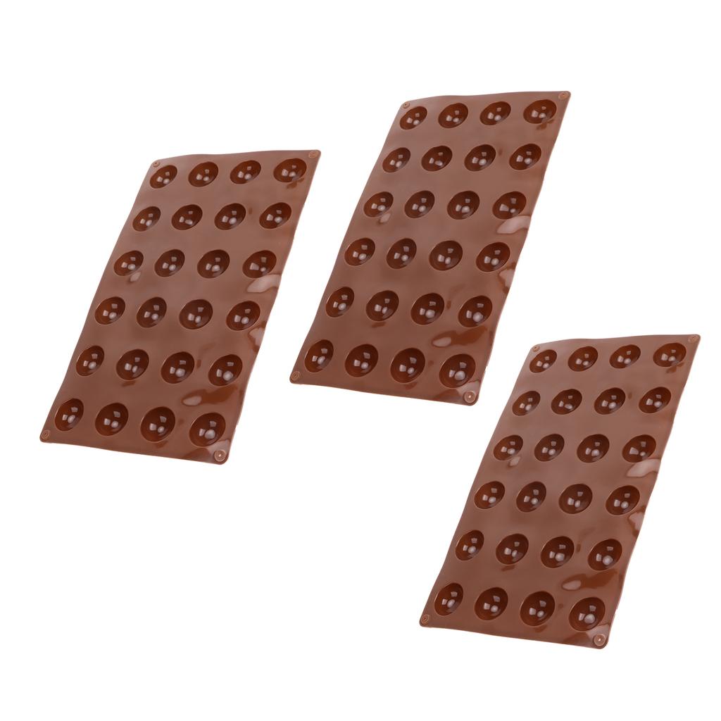 3 Stück Silikonform 24-Loch Weiche Halbkugel Backform für Schokolade Gelee Mousse Seife