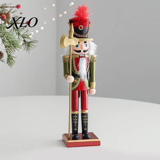 Festival Party Ornament Wooden Nutcracker Soldier Figurine, Handcrafted Solid Wood Christmas Tabletop Holiday Gift for Desk And Bookshelf Decor,