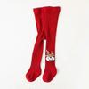 Girls' Christmas-themed red character tights Cotton-blend spring/fall/winter baby tights Infant tights with footed design