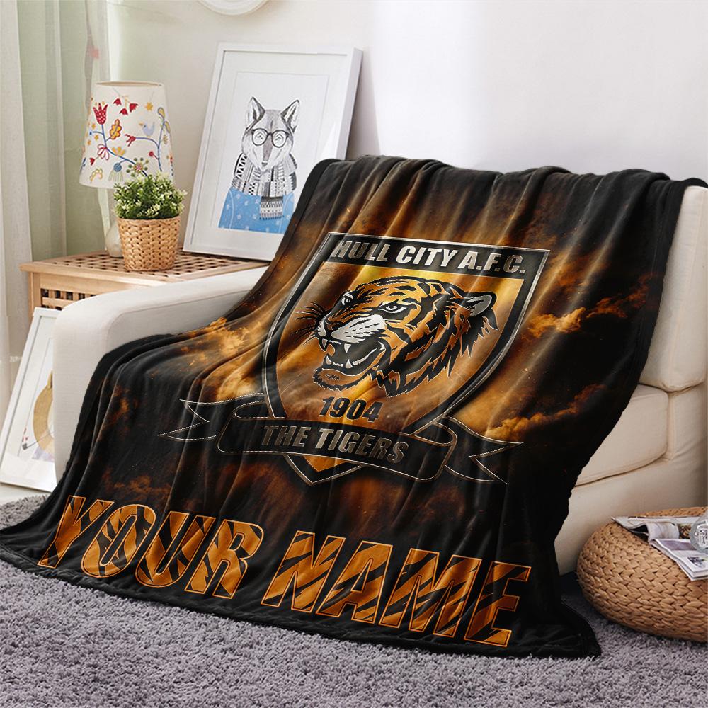 Custom Name Hull City2 Flannel Blanket, High quality Comfortable for All Seasons, Home Decor, Warmth and Comfort