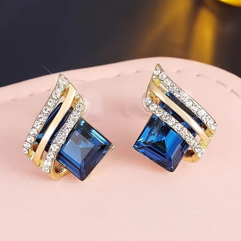 Hypoallergenic Geometric Stud Earrings for Women, Resin Inlay Alloy Earrings, Sensitive Skin Daily Wear, Wedding Valentine's Gift