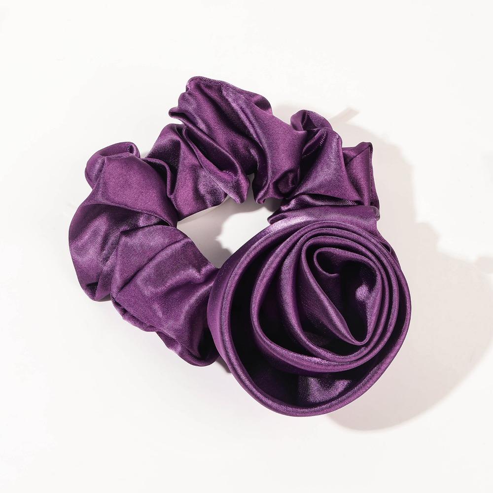 Flower Design Korean Hair Bands Satin Material Big Flower Scrunchies Satin Hair Rope  Korean Style