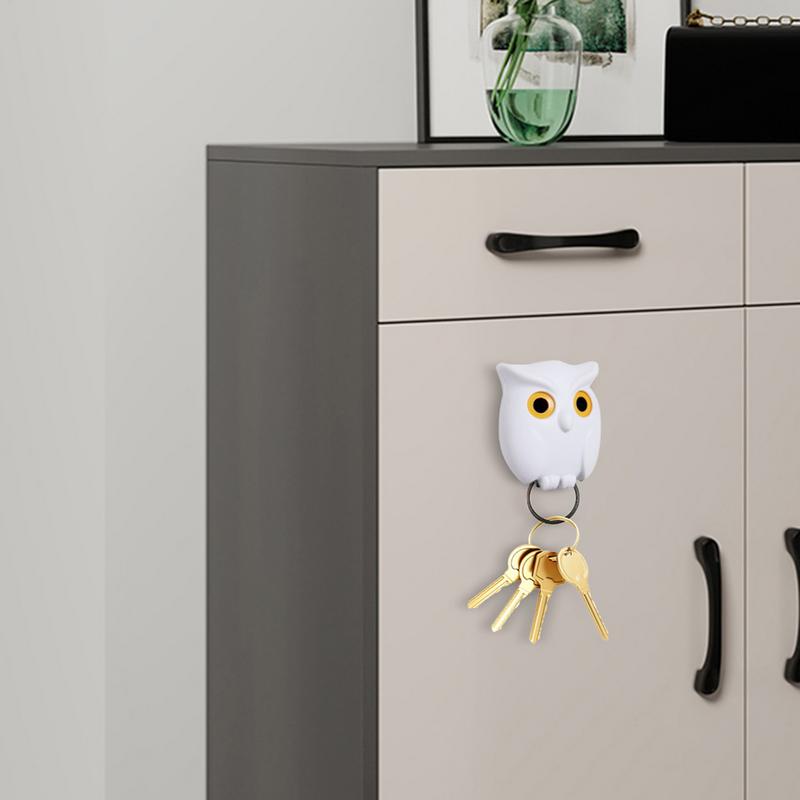 1PC Magnetic Owl Key Holders Self Adhesive Magnets Hold Keychain Key Hanger Hooks Will Open Eyes Home Wall Decorative Hooks