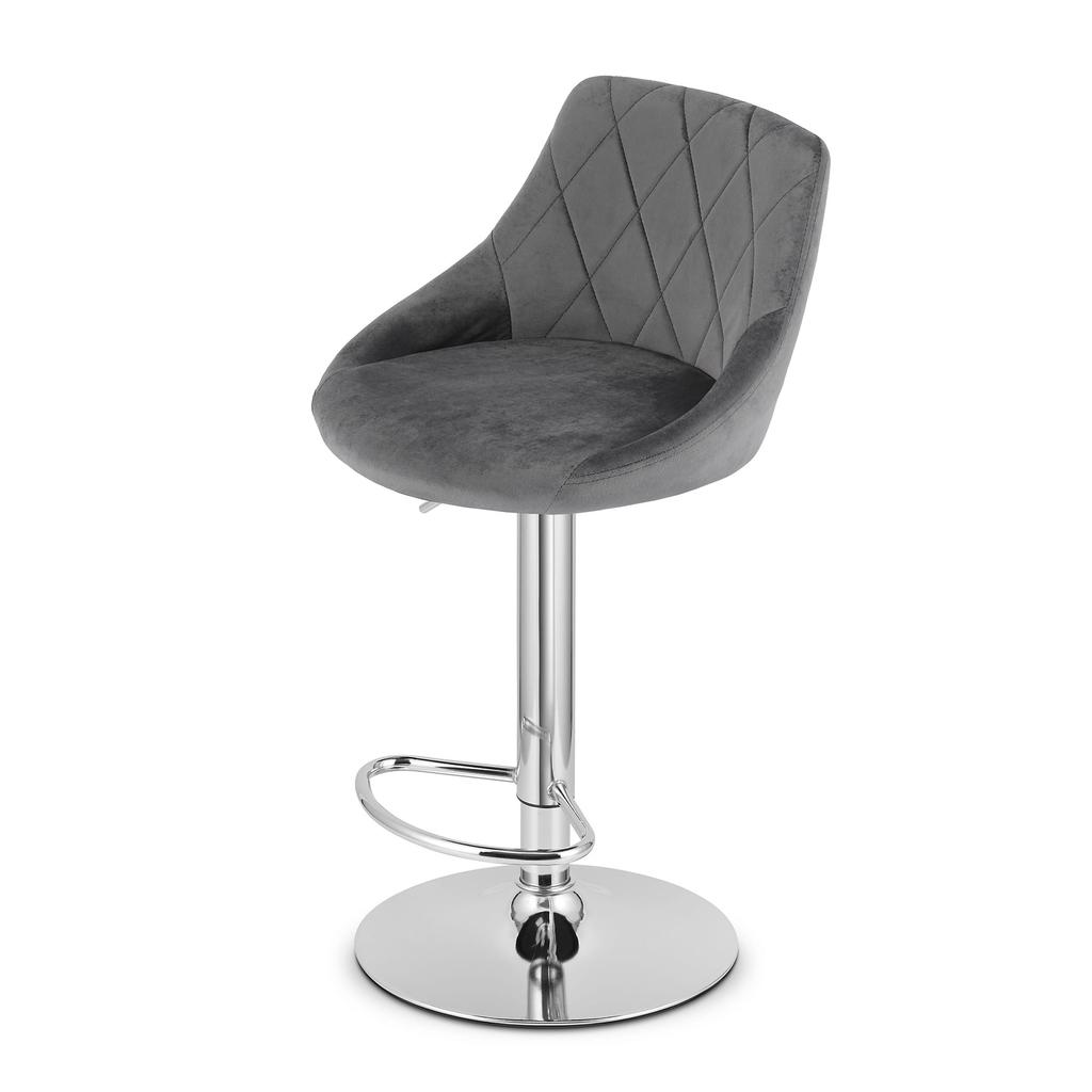 KAST stool - velvet gray / chrome base