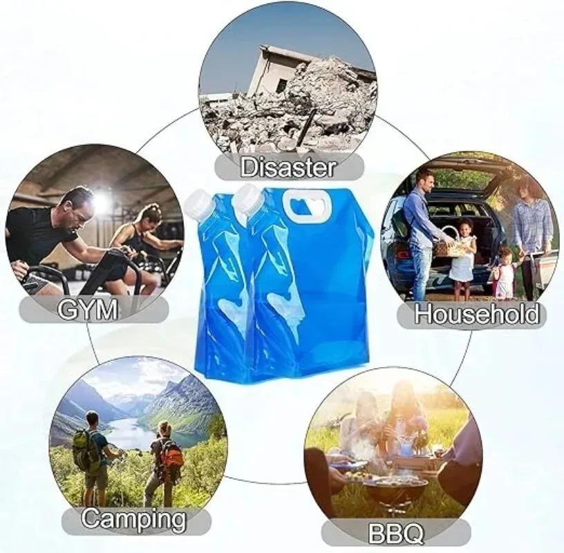 High Capacity Outdoor Activity Water Case 5/10L Folding Water Case Canister Tasteless Safety Seal Lightweight Drinking Water Storage Case