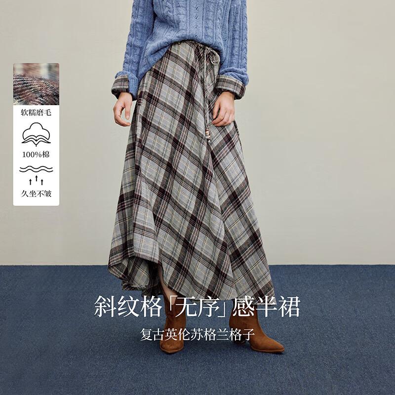 INMAN Women s Retro Plaid High-Waist A-line Skirt XL