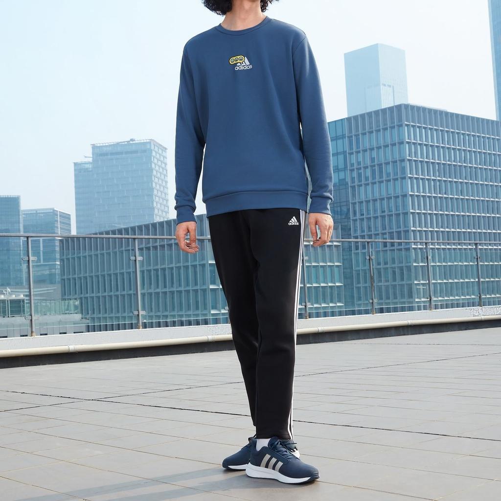adidas Sweatshirts Men's Asphalt Gray Crew Neck Moderate Regular HK6747