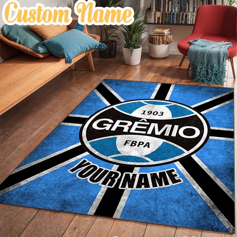 Custom Name Gremio Football Club Emblem Rug Office Rug Chair Mat Non Slip Carpet Rugs for Bedrooms Dining Room Living Room Home Decor Gifts