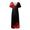 Damenmode und All-Match-Sommer-Temperament, bedrucktes Kurzarmkleid mit V-Ausschnitt