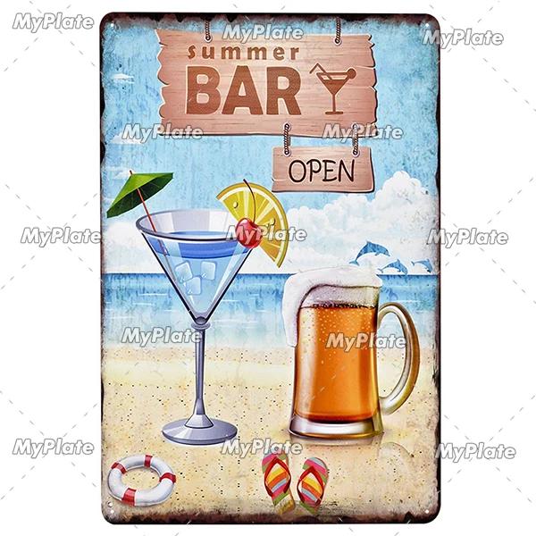 BAR Tin Sign Metal Sign Retro Plaque Home Decor Metal Vintage Man Cave Bar Pub Club Beach Wall Decoration