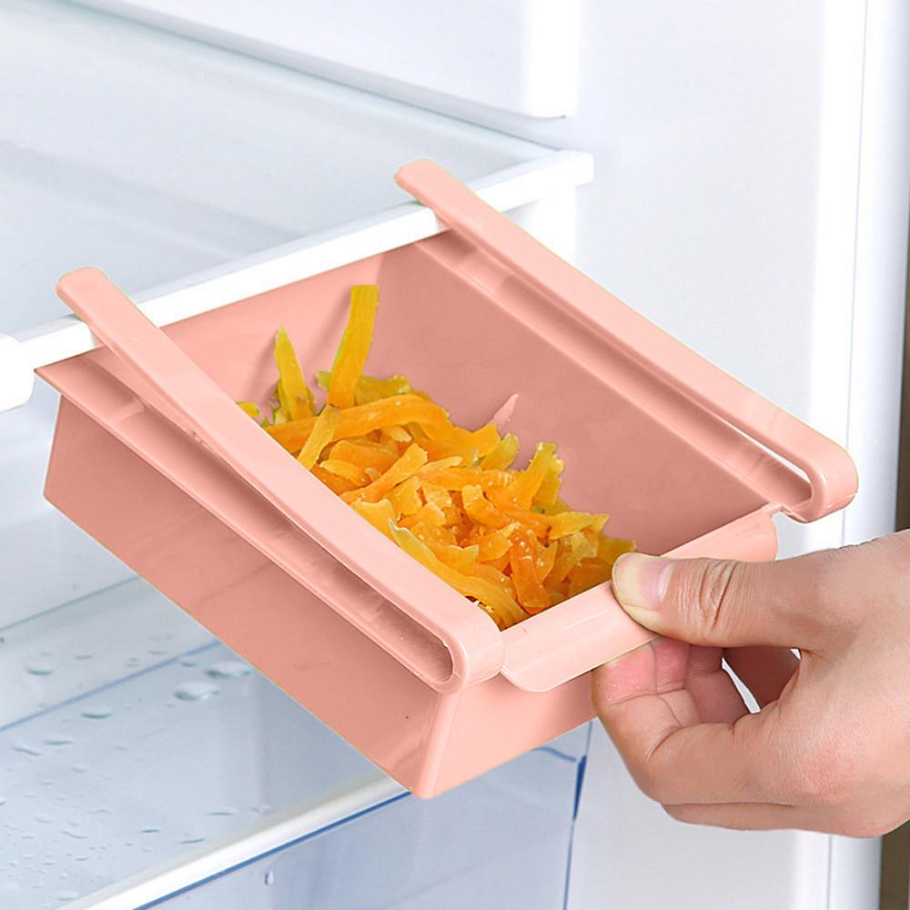 Slide Kitchen Fridge Freezer Space Organizer Storage Rack Shelf Holder