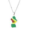Vintage Guyana Map Necklace Simple Flag Symbol Necklace Statement Jewelry