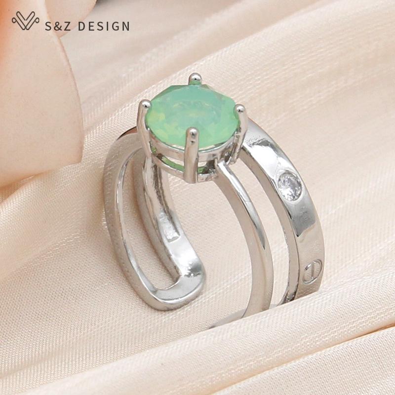 

Модные элегантные круглые регулируемые кольца цвета розового золота с кубическим цирконием для женщин, свадебные украшения, подарок Adjustable