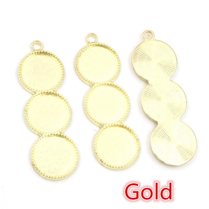 10pcs 12mm Inner Size Three Cameo Cabochon Blank Base Setting Pendant Bezel Trays DIY Necklace Pendant Jewelry Findings