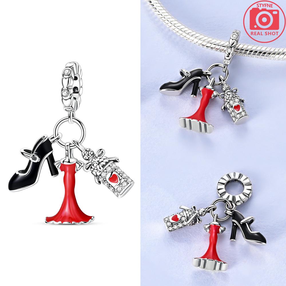 Copper Original Bead Inlaid Zirconium Bowknot Love Heart Balloon Charms Pendants Fit Bracelet Diy Jewelry Marking