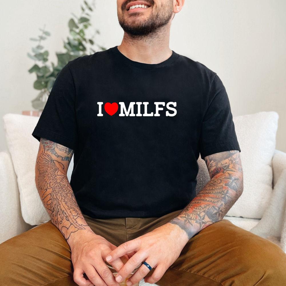 

I Love Milfs Men T-shirt, Pure Cotton Loose Letter-printed Summer Top T-shirt for Both Men and Women 4XL
