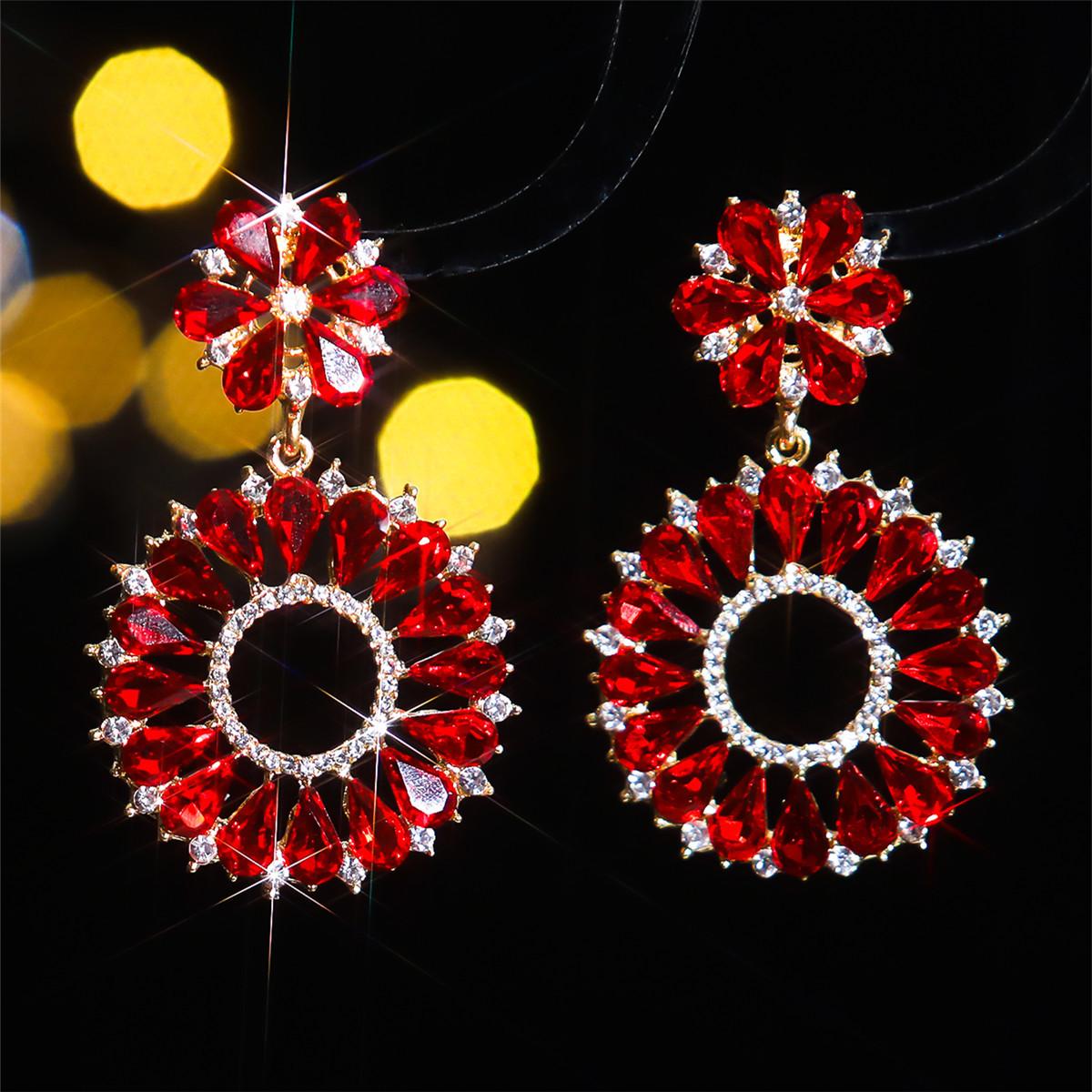 

Модные серьги-цветы из цветного стекла с кристаллами, персонализированные преувеличенные женские серьги