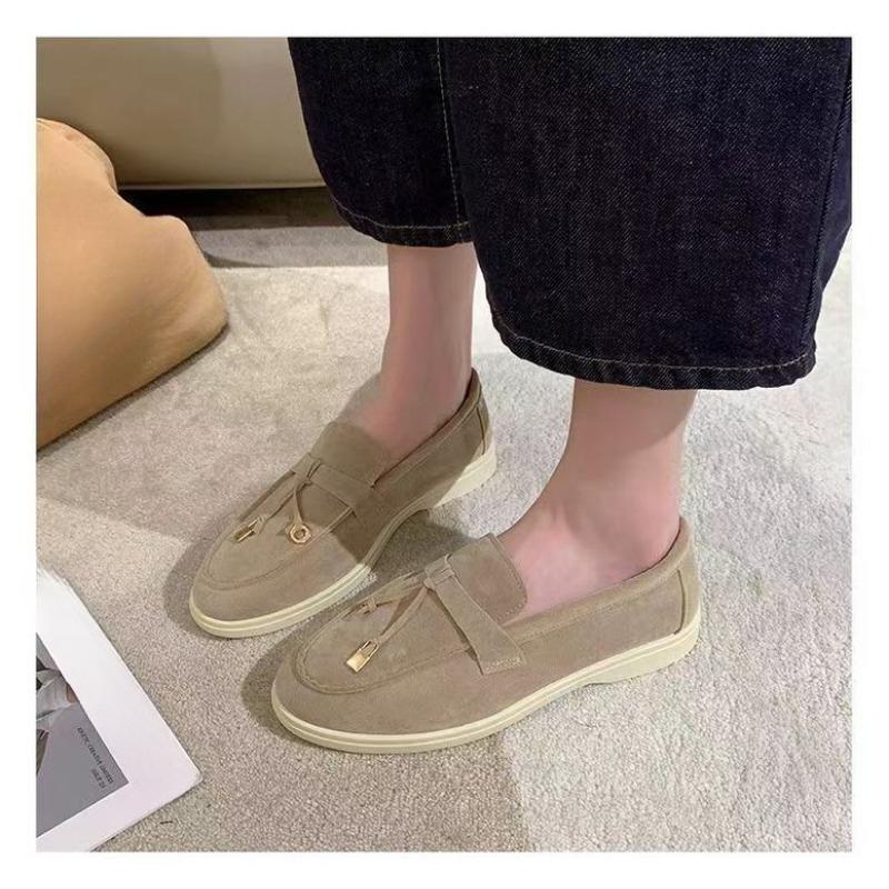 Suede Flat Bottomed Oversized Low Top Single Shoe for Women, with A Soft Sole and Lightweight Solid Color Sole, Suitable for Wearing On The Sole