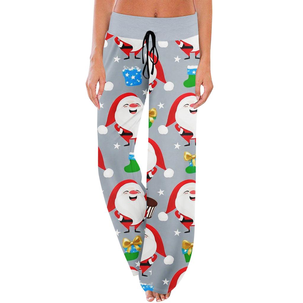 Pajama Pants Sleepwear Casual Drawstring Elastic Waist Pants Comfy Straight Yoga Loose Trousers