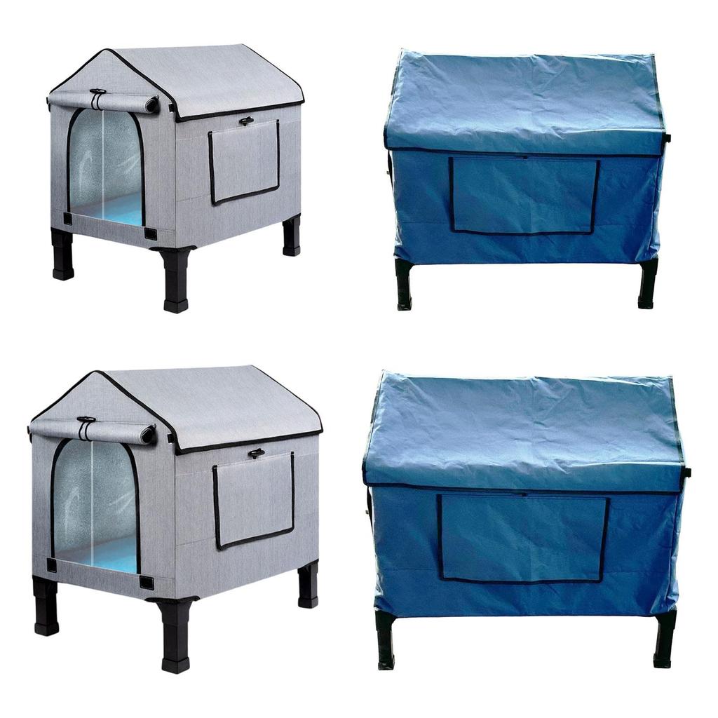 Outdoor Heated Cat House Outside Cat Kitty House Removable Elevated Stray Cat Shelter for Farm Barn Porch Backyard Garden